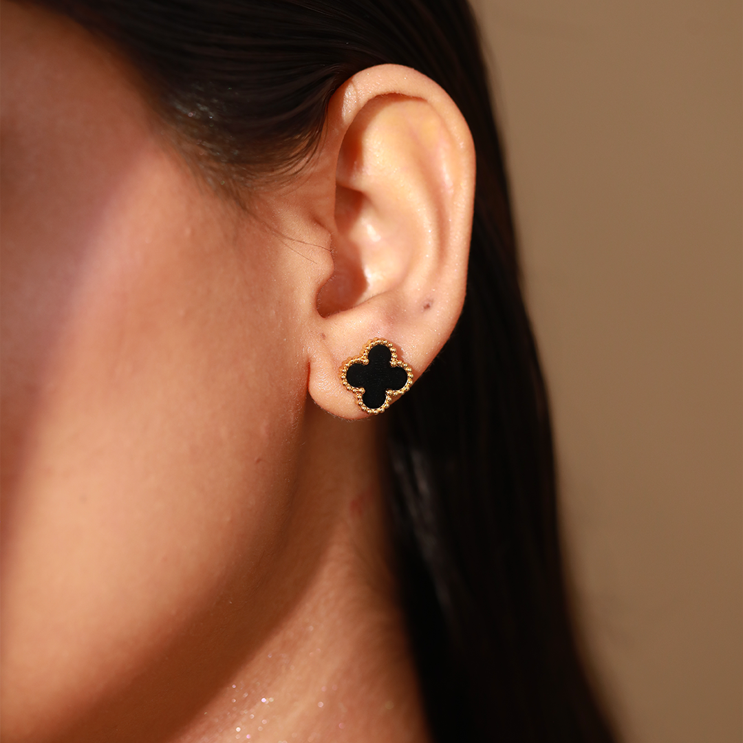 Fortelle 18K Gold Plated Enamel Studs
