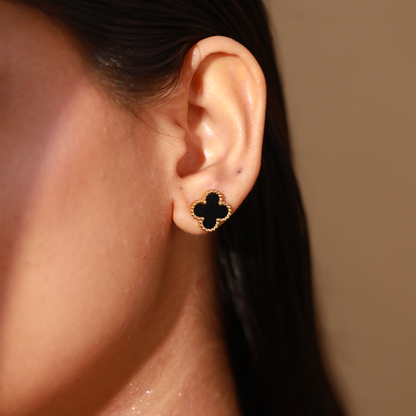Fortelle 18K Gold Plated Enamel Studs