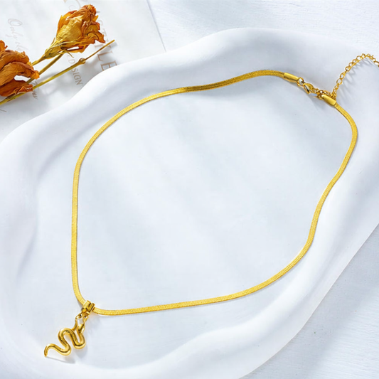 18K Gold Plated Snake Pendant Necklace