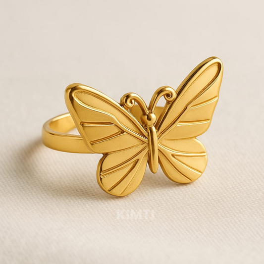 18k Gold Plated Golden Butterfly Ring