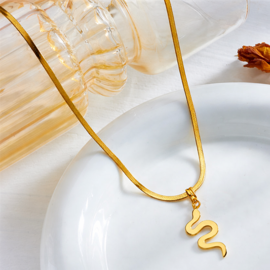 18K Gold Plated Snake Pendant Necklace