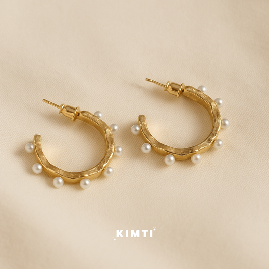 Pearl Circular Half Hoop Earrings
