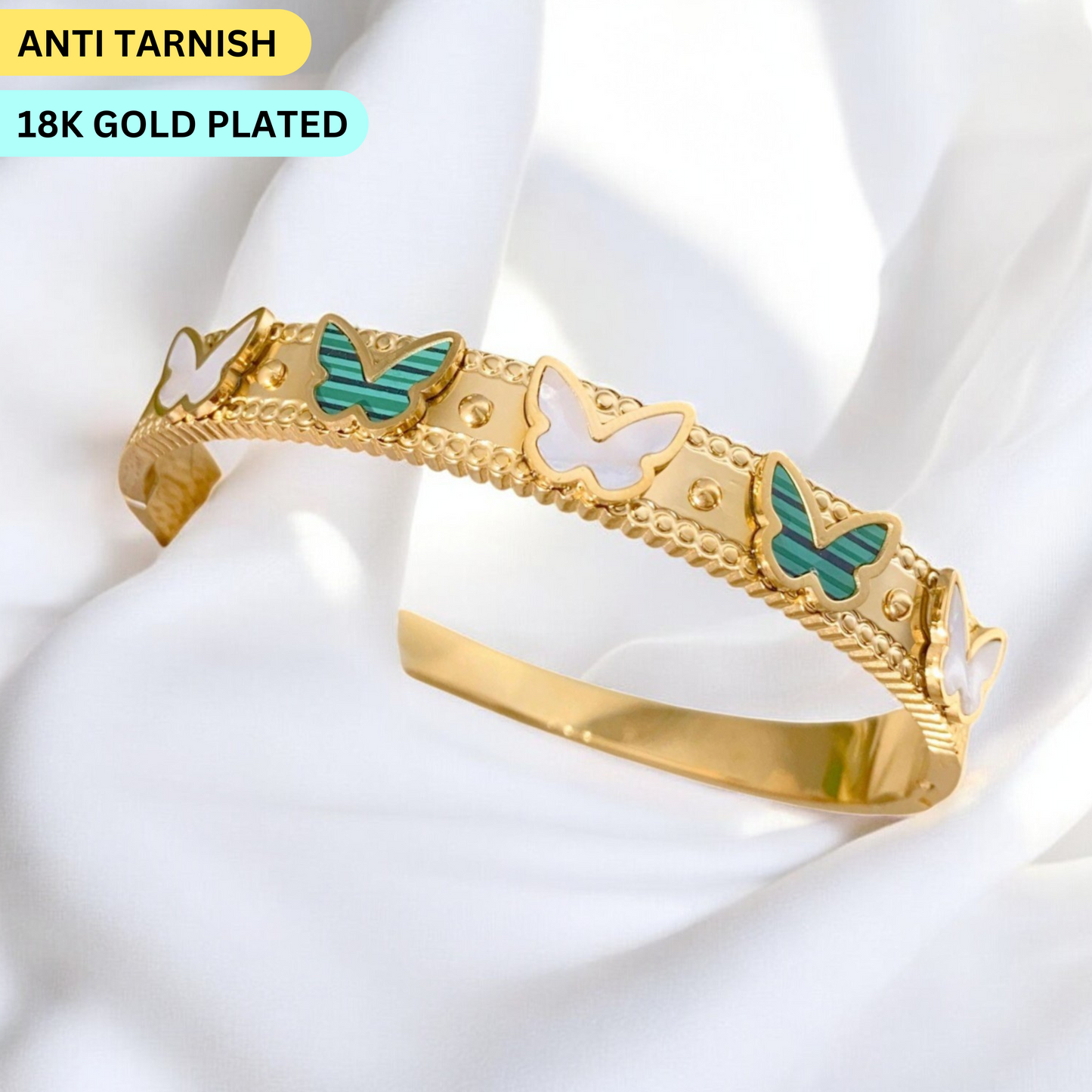 18K Gold Plated Anti Tarnish Butterfly Bracelet