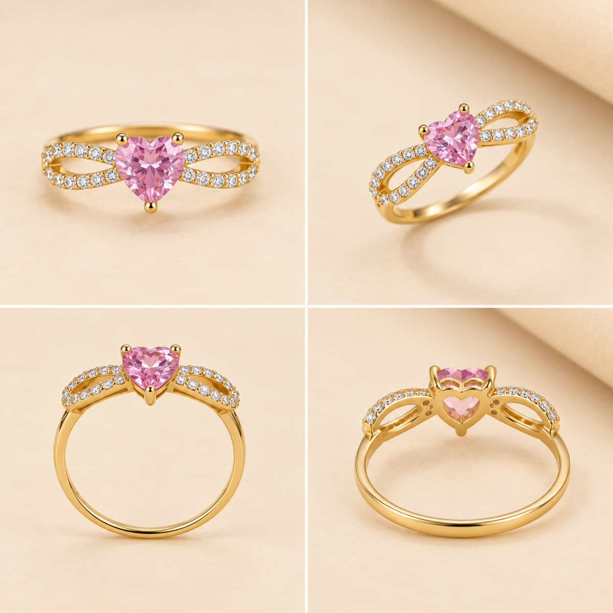 18K Gold-Plated Pink Heart Ring