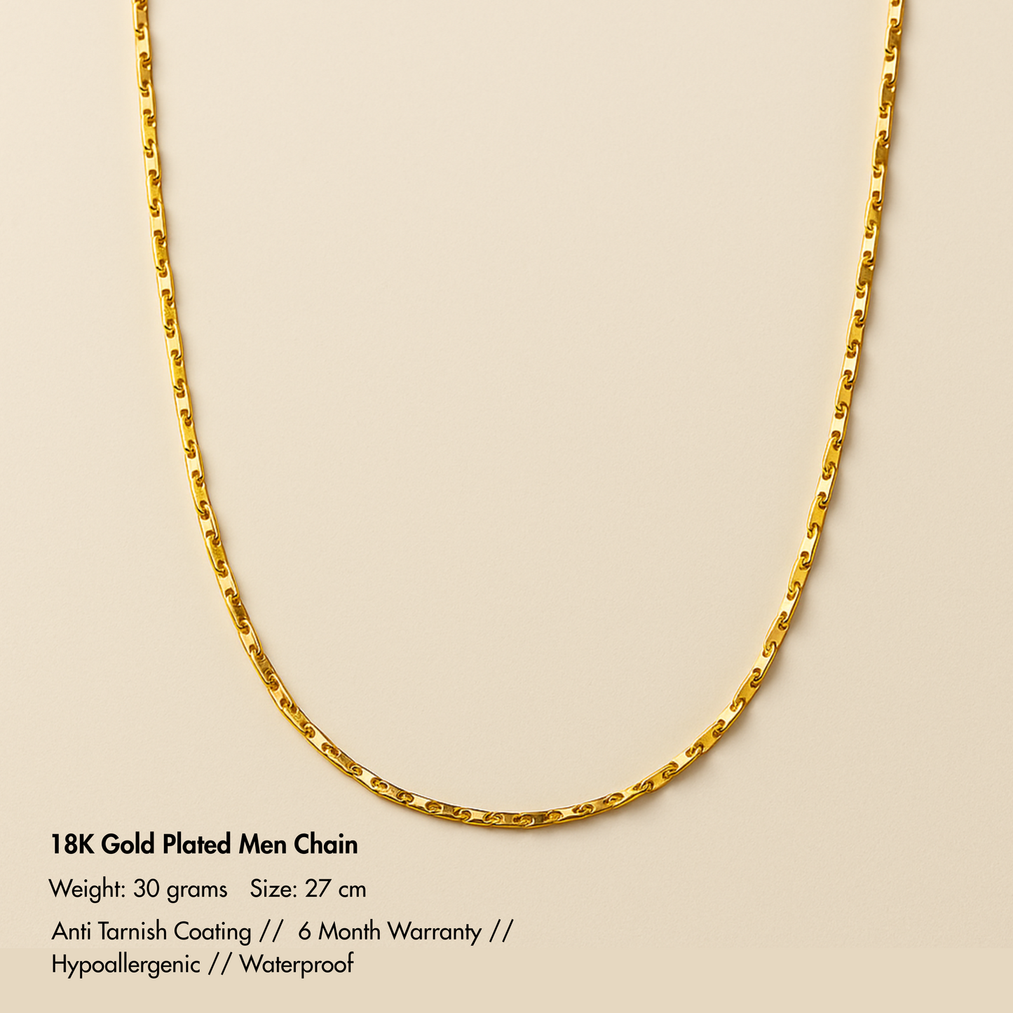 Men-18K Gold Plated Invictus Anti Turnish Chain