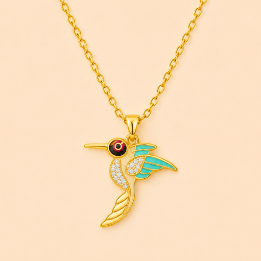 Golden Hummingbird Necklace