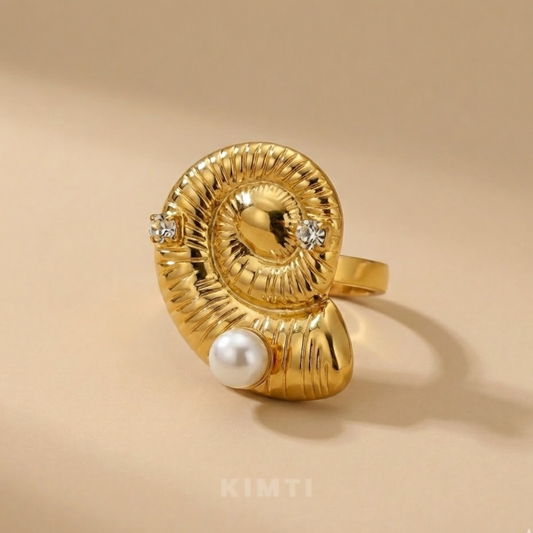 18K Gold Plated Pearl Accent Statement Ring