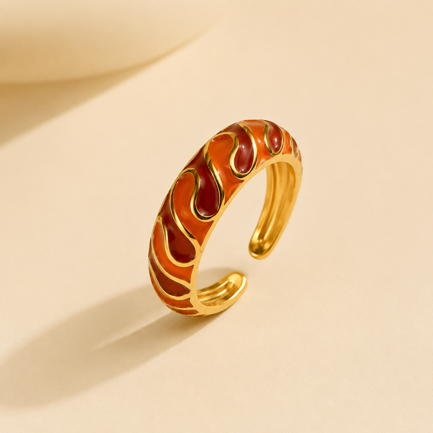 Orange Luxe Wave Adjustable Ring