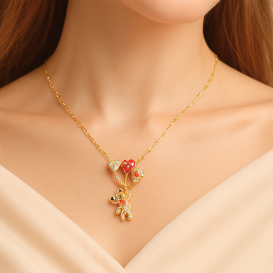 Balloon Bear Charm Anti-Tarnish Necklace