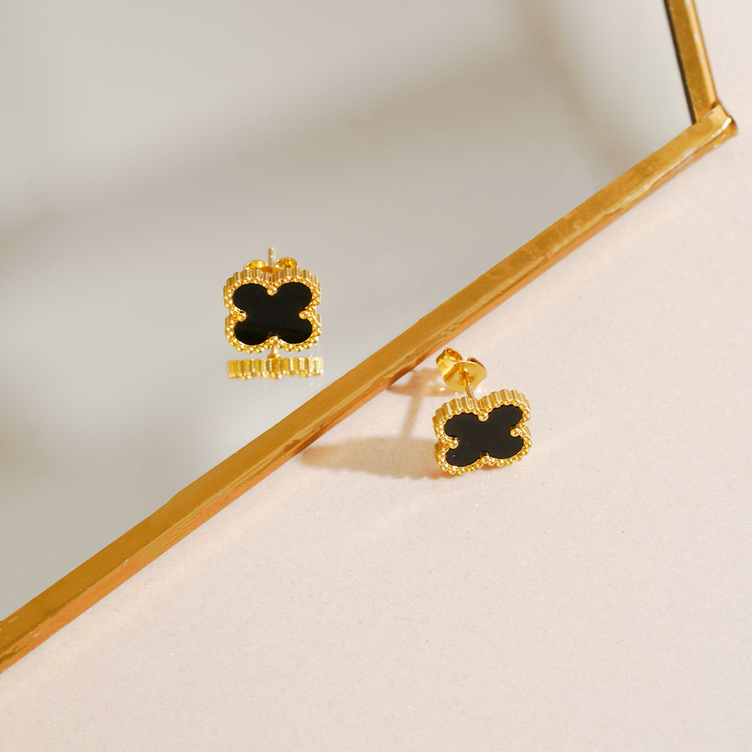 Fortelle 18K Gold Plated Enamel Studs