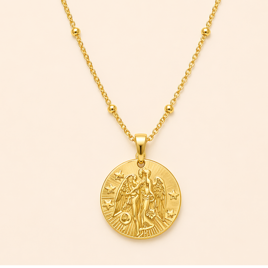 18K Gold Plated Virgo Zodiac Charm Necklace