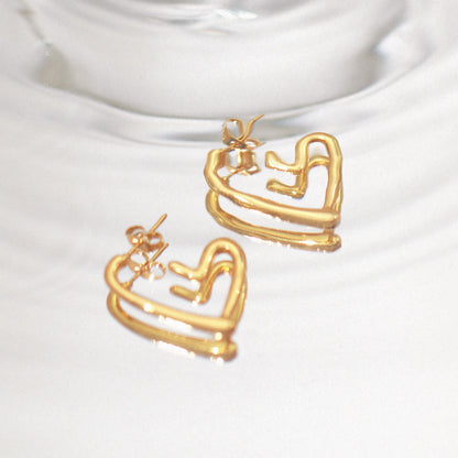 Amorelle 18 K Gold Plated Open Heart Hoops