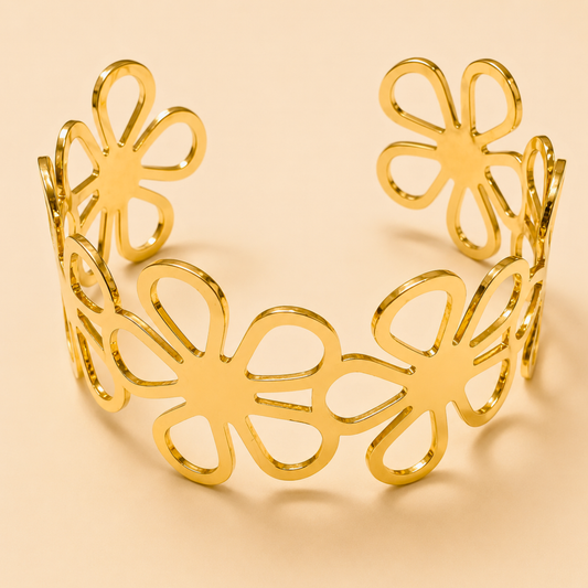 Vintage Floral Gold Cuff  Bracelets