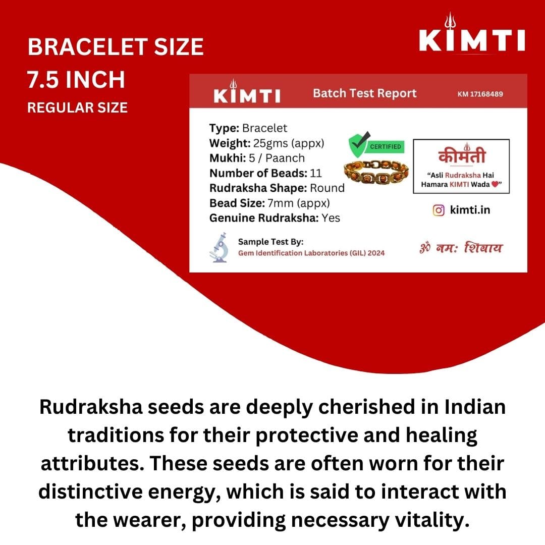 Premium Gold Plated 5 Mukhi 100% Authentic Rudraksha Bracelet