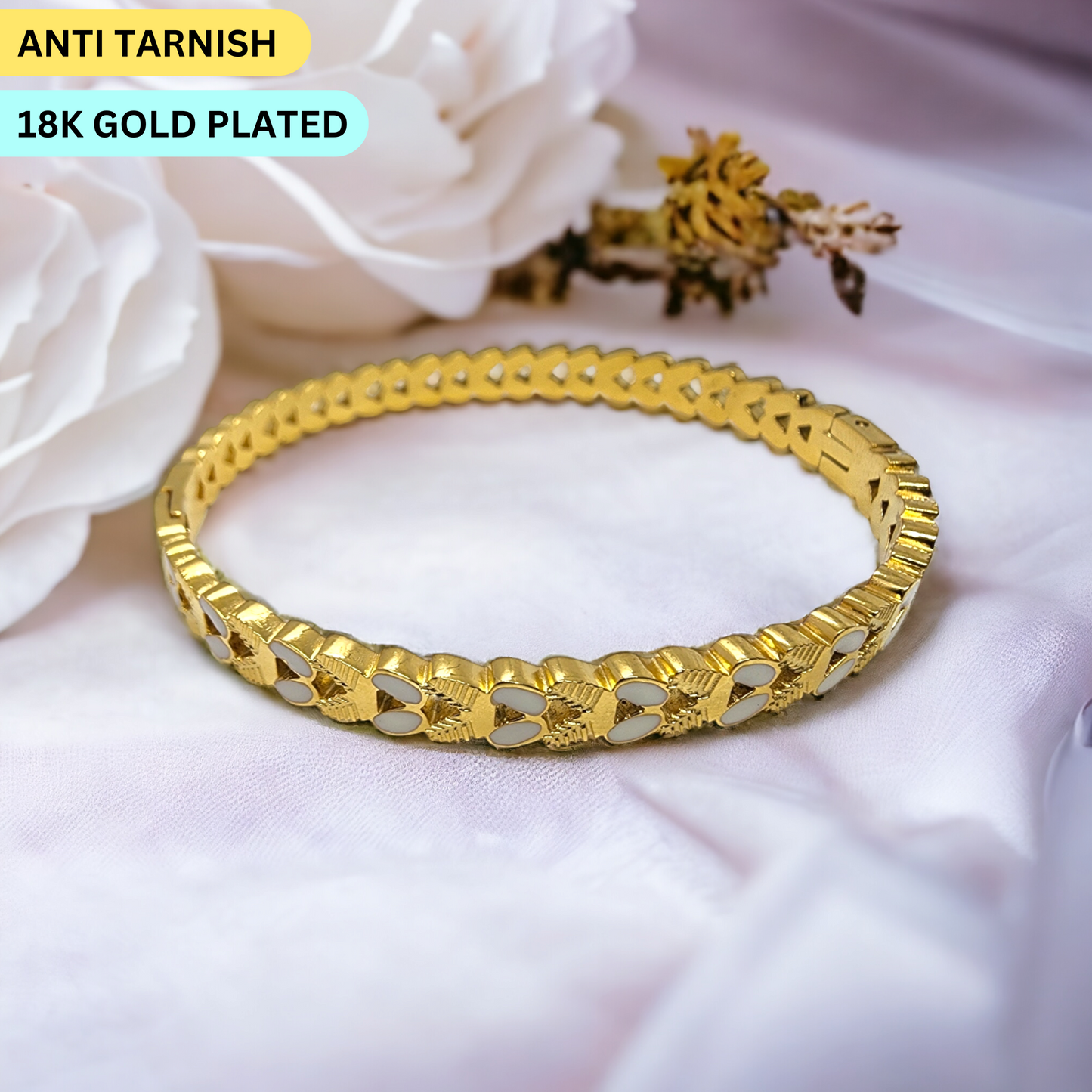 18K Gold Plated Anti Tarnish Grey Bracelet