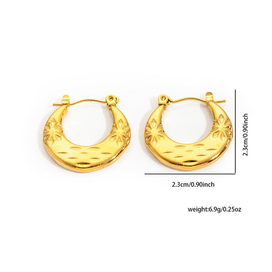 18K Gold Plated Vintage Hoops Anti Tarnish Earring