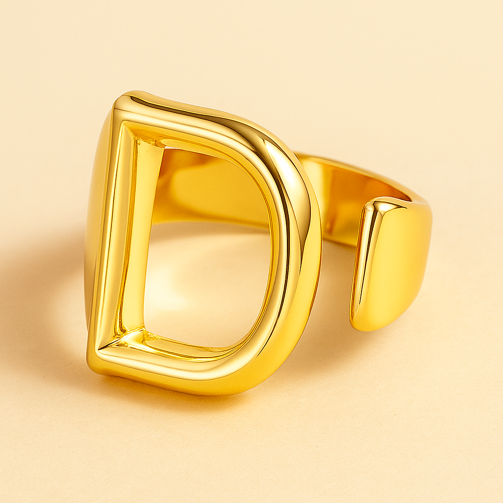 18k Gold Plated Letter "D" Ring