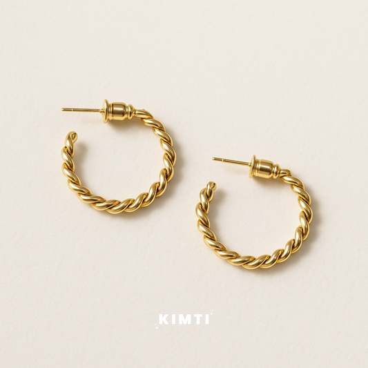 Gold Twisted Hoop Earrings