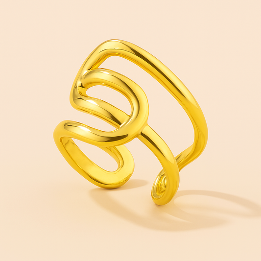 18K Gold-Plated Spiral Band Ring