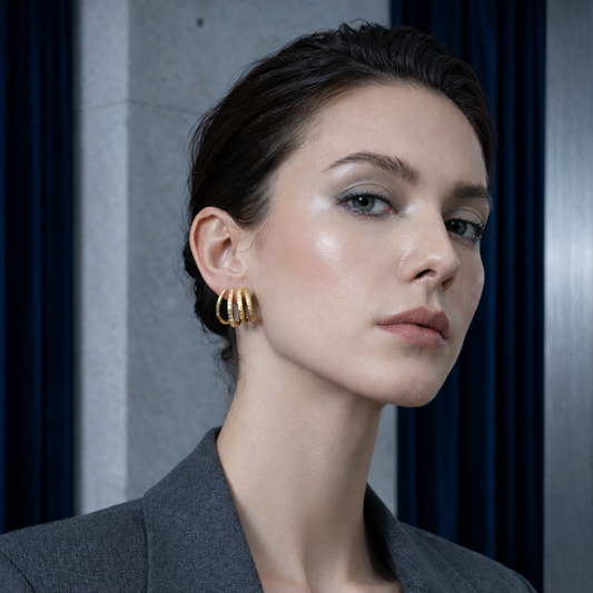 Diamond Four Claw Golden Stud Earring