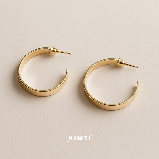 Gold-Toned Crescent Shaped Half Hoop Earrings