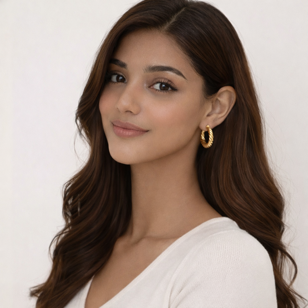 18K Gold Plated Chunky Twist Hoop Anti Tarnish Earring