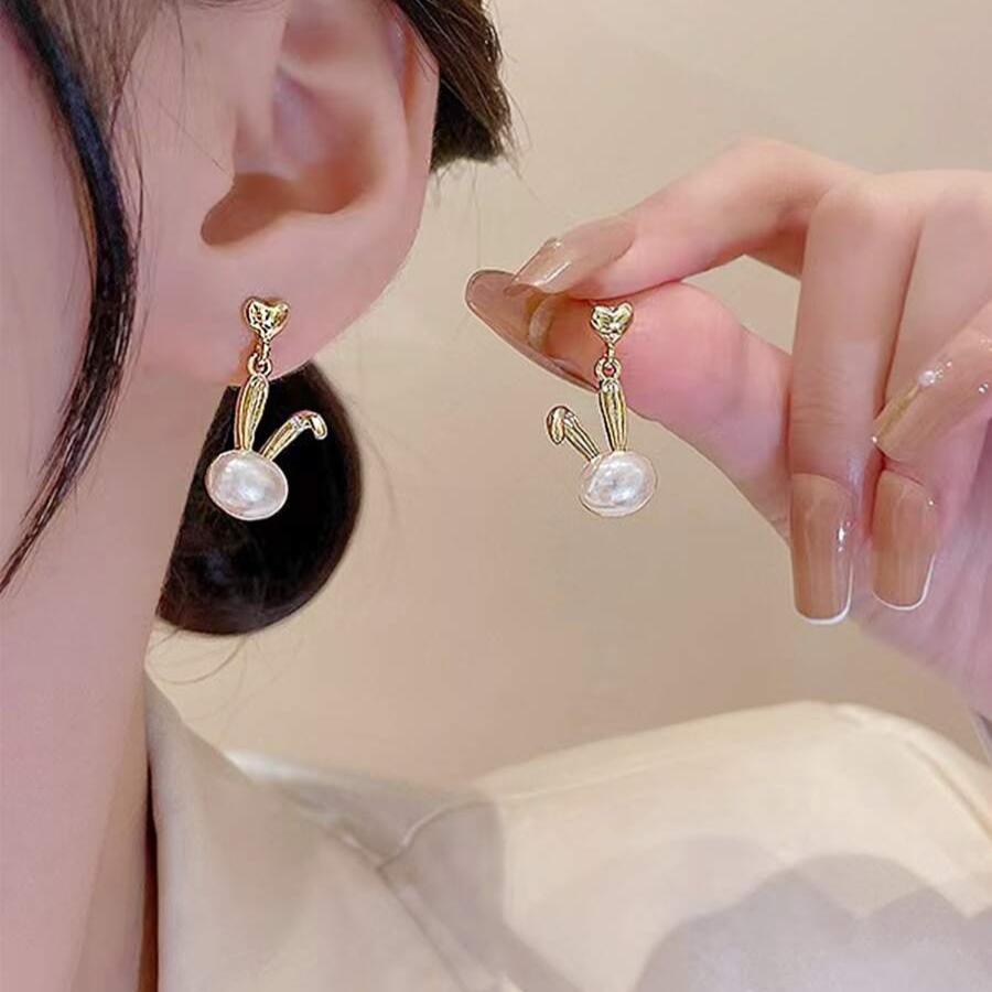 Cute Bunny White Earring