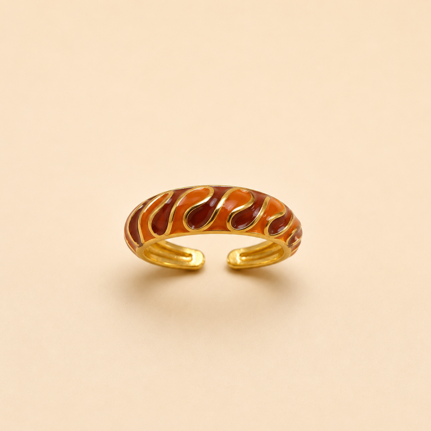 Orange Luxe Wave Adjustable Ring