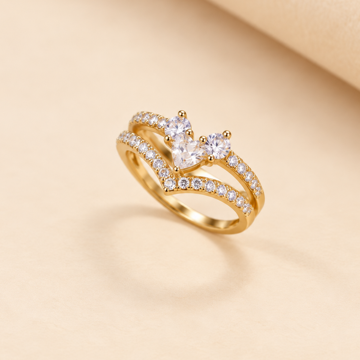 18K Gold Plated Celeste Heart Ring