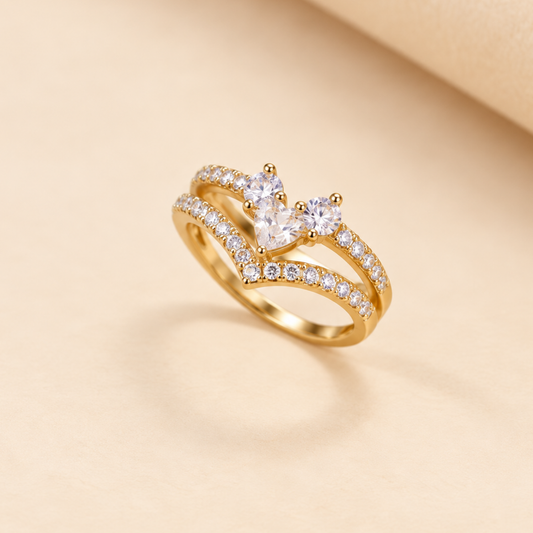 18K Gold Plated Celeste Heart Ring