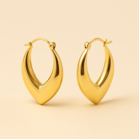 18K Gold Plated Elegant V-Drop Hoops