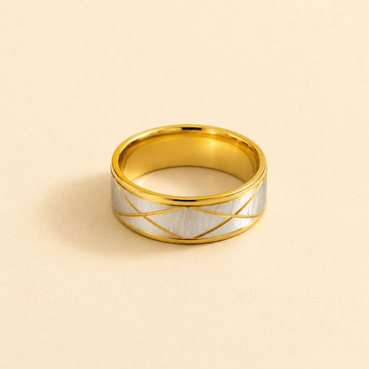 Men -Golden Curve Ring Size (17-18-19)