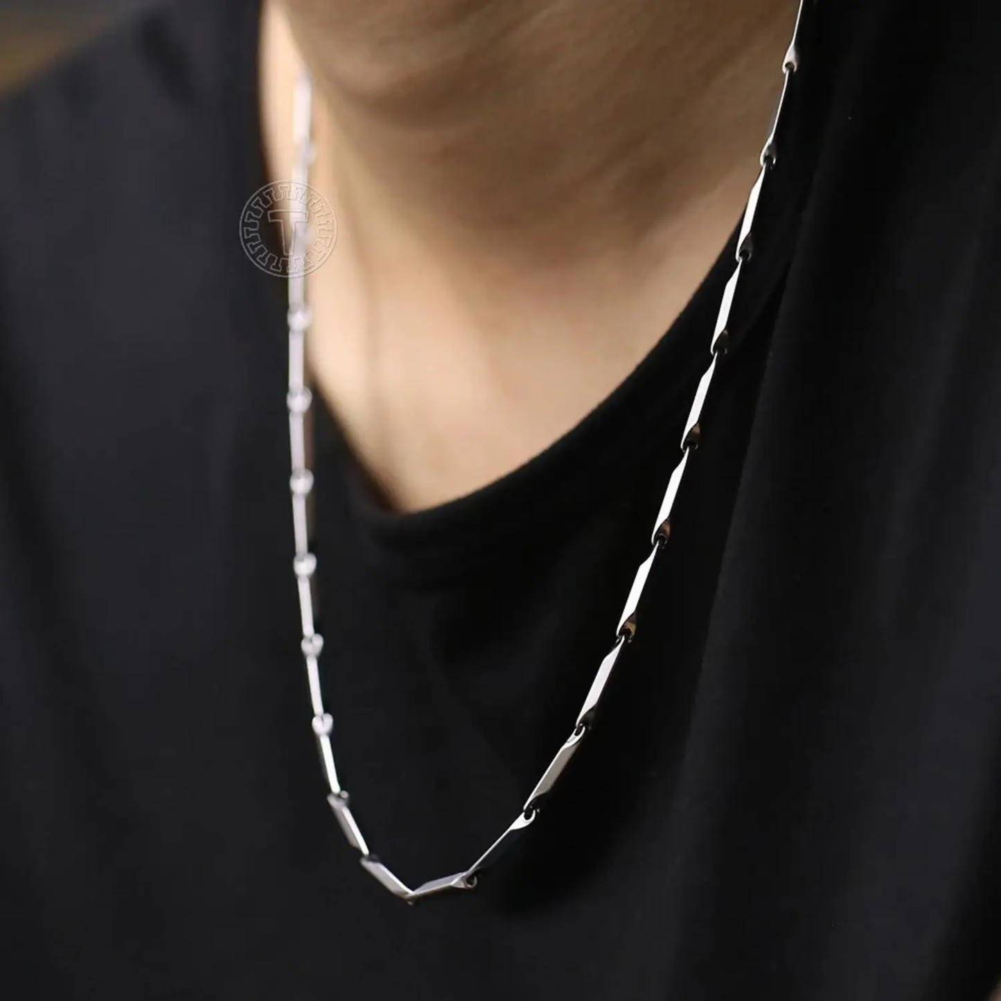 Men-High Polish Silver Finish Modern Chain