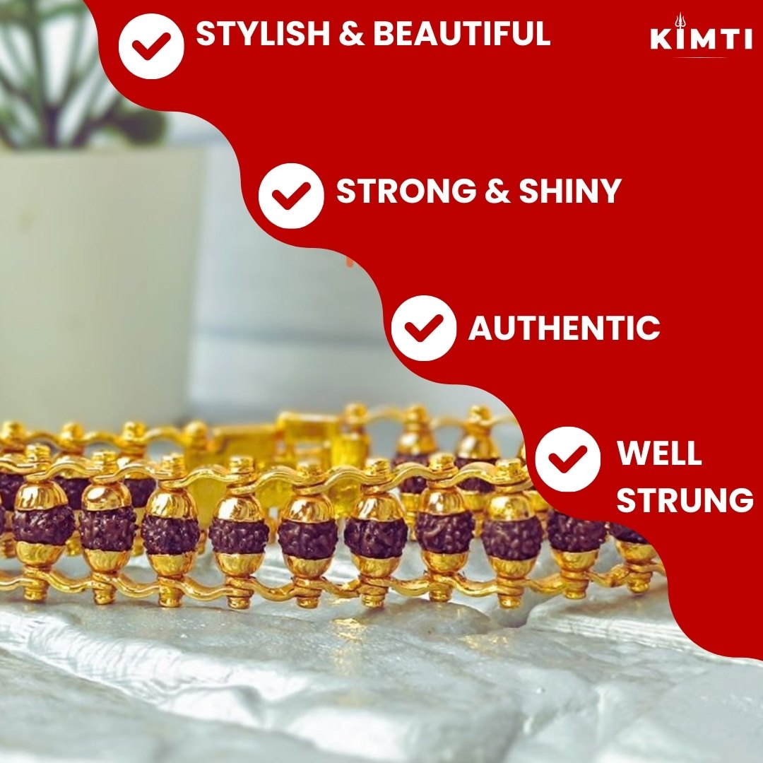 Premium Gold Plated Modern Rudraksha Bracelet