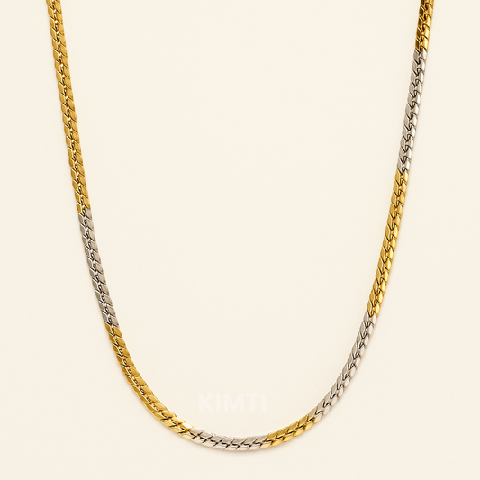 Men-18k Gold Silver Plated Two Tone Artificial Chain