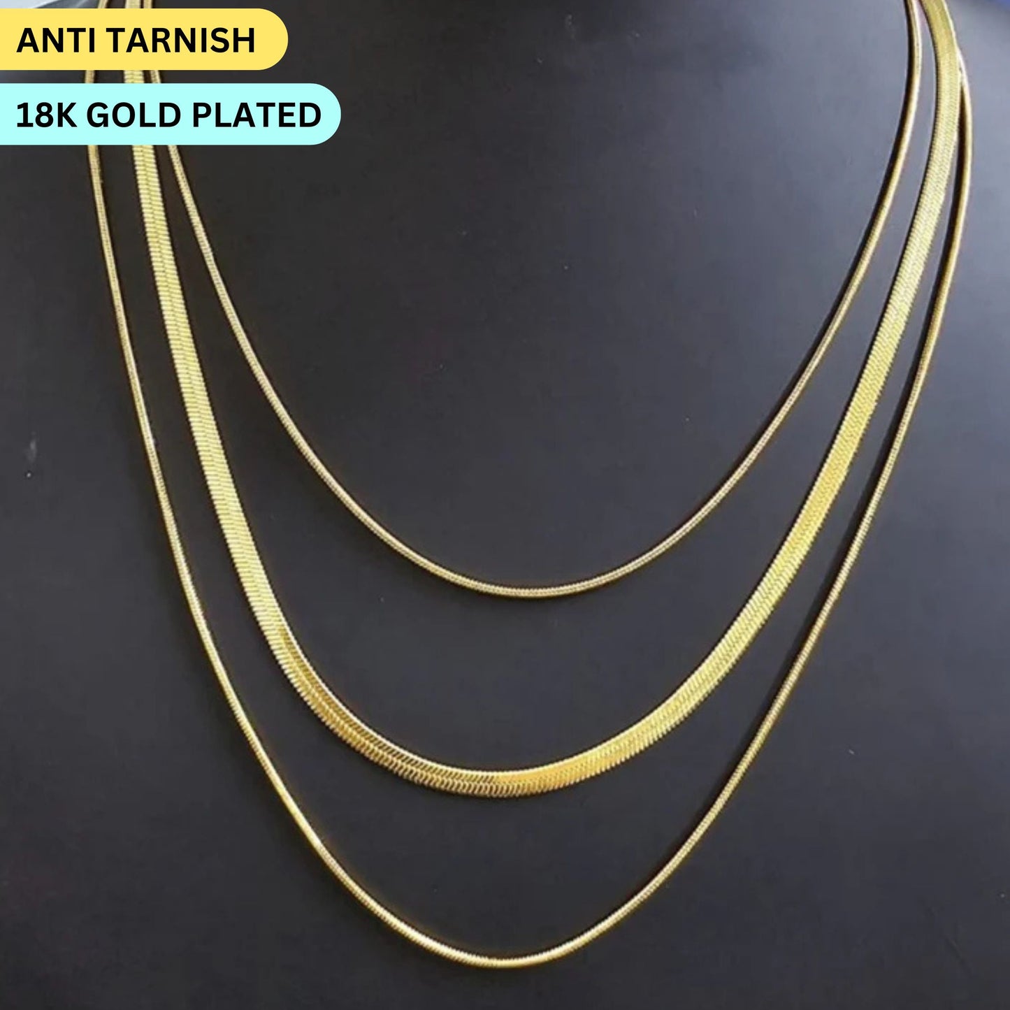 Golden  3 Layer Anti Tarnish Necklace