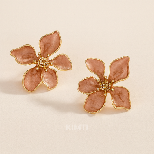 Dusky Petals – Artistic Flower Earrings