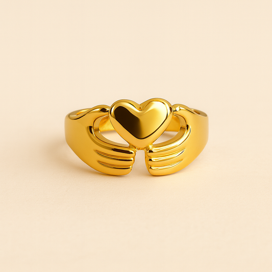 18k Gold Plated Heart Hug Ring