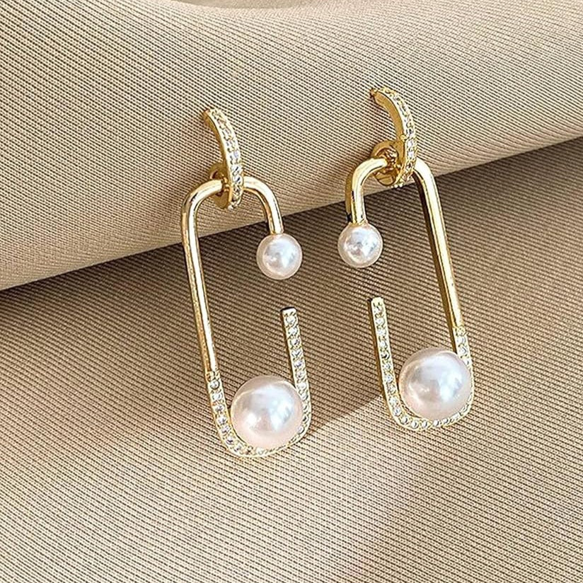 Golden Pearl Pin Earstuds Earrings