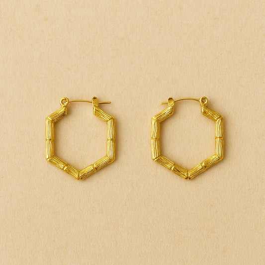 18k gold plated Golden Hexa Hoop Earring