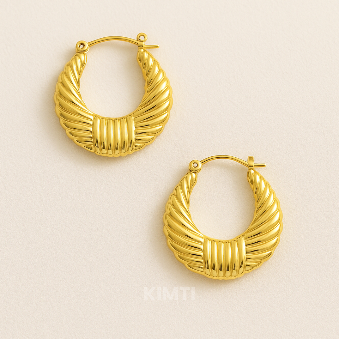 18K Gold Plated Date Hoops Anti Tarnish Earring