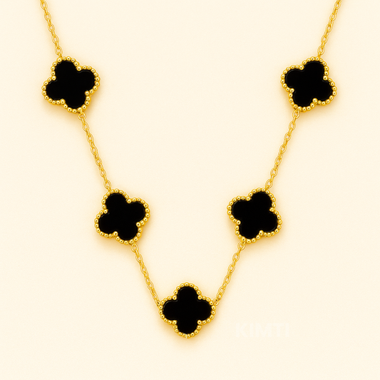 Blcak Dreamy Clover Anti Tarnish Necklace