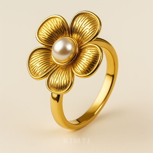 18K Gold Plated Flower Ring for Women