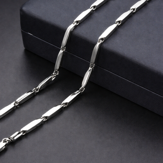 Men-High Polish Silver Finish Modern Chain