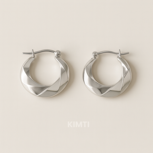 Anti-Tarnish Swirl Carved Hoop Earrings