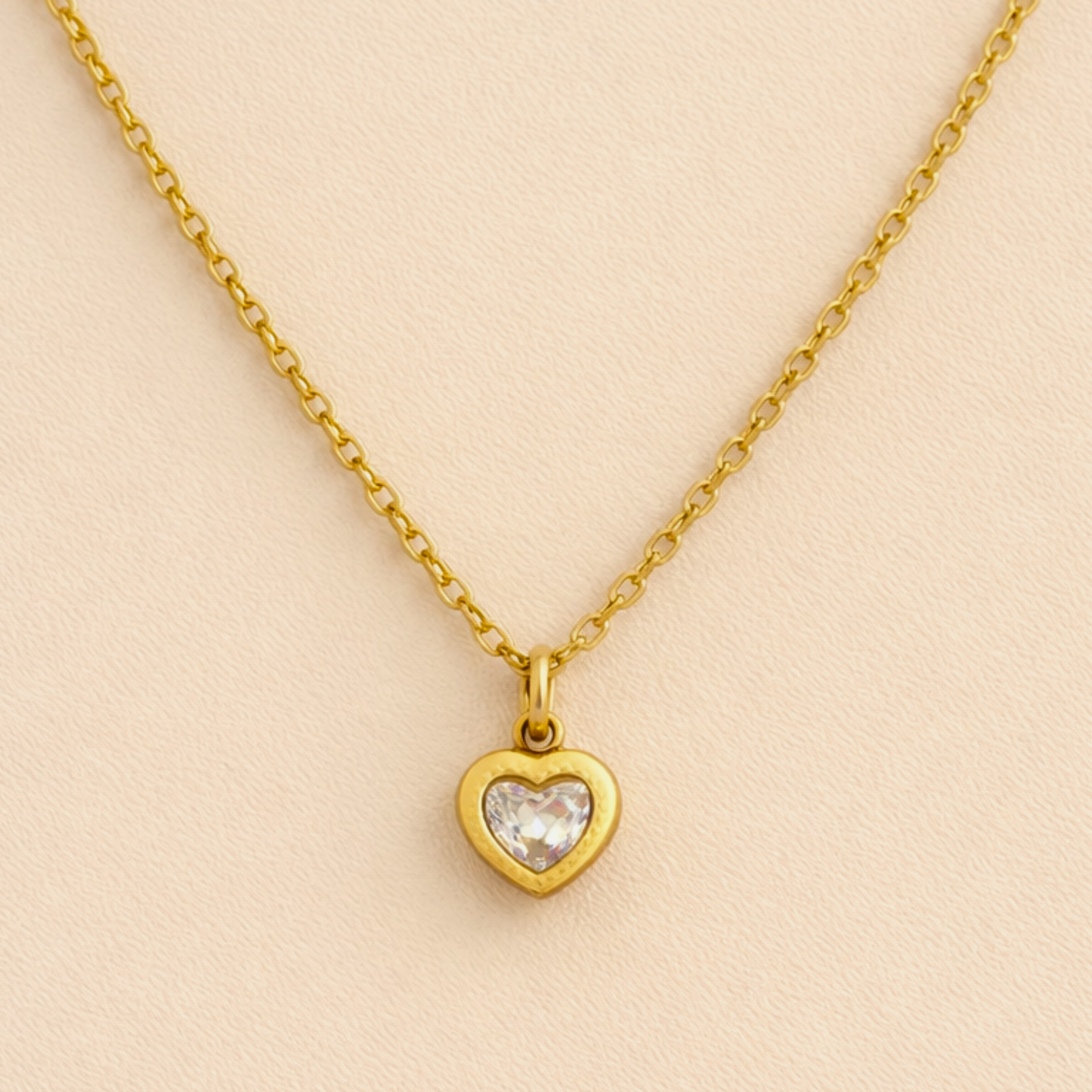 18K Gold Plated Diamond Heart Necklace
