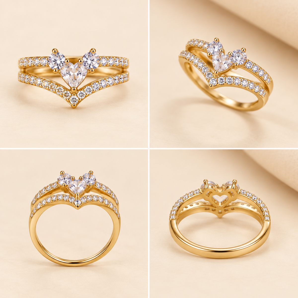 18K Gold Plated Celeste Heart Ring