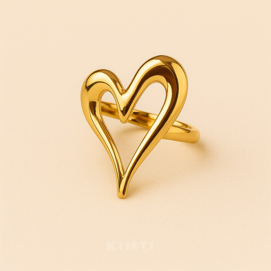 18K Gold Plated Celine Duo Heart Ring for Women