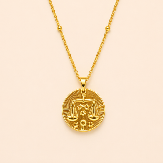 18K Gold Plated Libra Zodiac Pendant Necklace