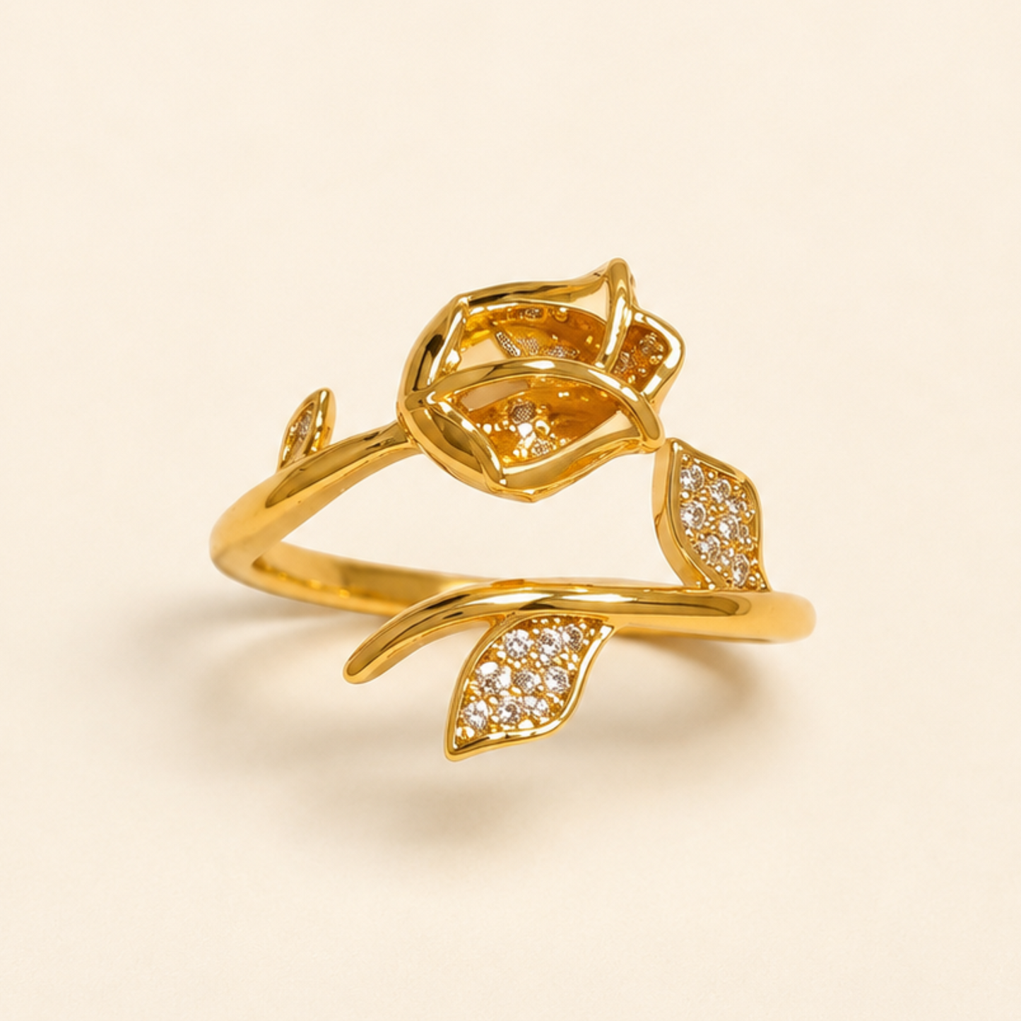 Ruby Leaf Elegance  Adjustable Ring